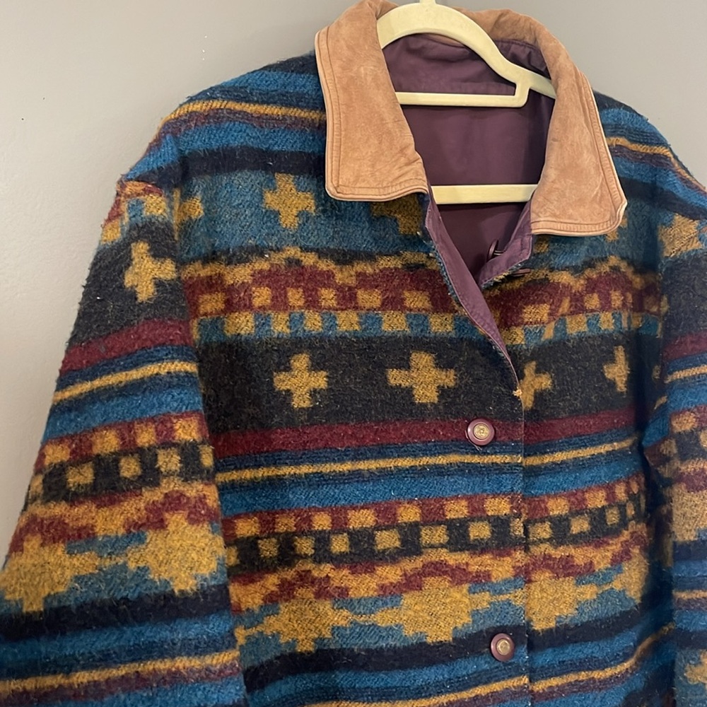 Vintage reversible Aztec Patterned Wool Jacket - image 3